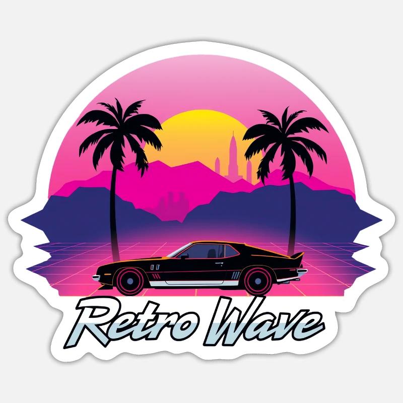 Neon Retro Synthwave Sticker taille S (10 x 10 cm)
