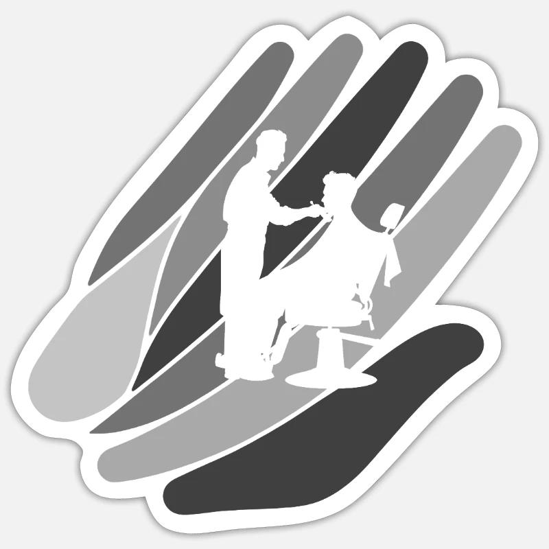 Coiffeur Coiffeur Coiffeur Coiffure - Sticker taille S (10 x 10 cm) - blanc mat