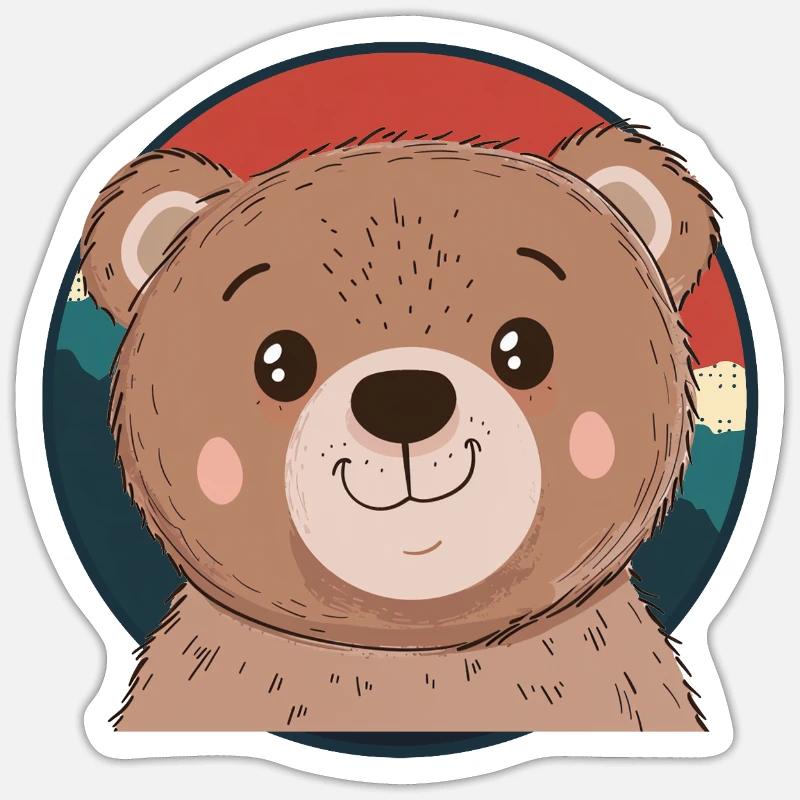 Baer Waldtier Teddybär - Sticker Größe S (10 x 10 cm) - Mattweiß