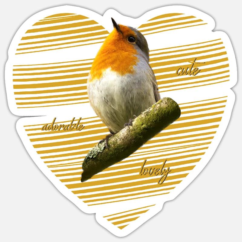 Robin Erithacus rubecula - Sticker size S (10 x 10 cm) - white matte
