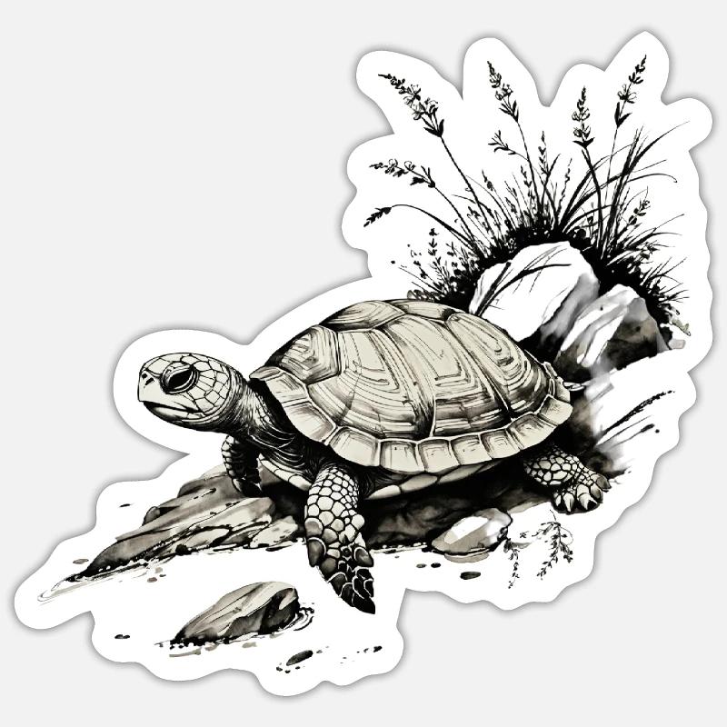 Turtle - Sticker size S (10 x 10 cm) - white matte