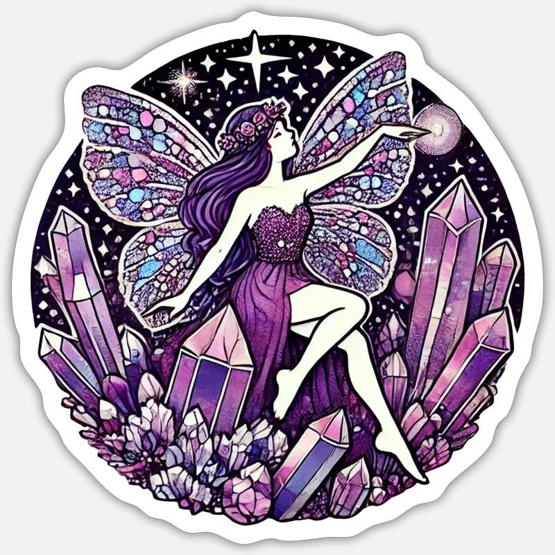 Lila Fee - Sticker Größe S (10 x 10 cm) - Mattweiß