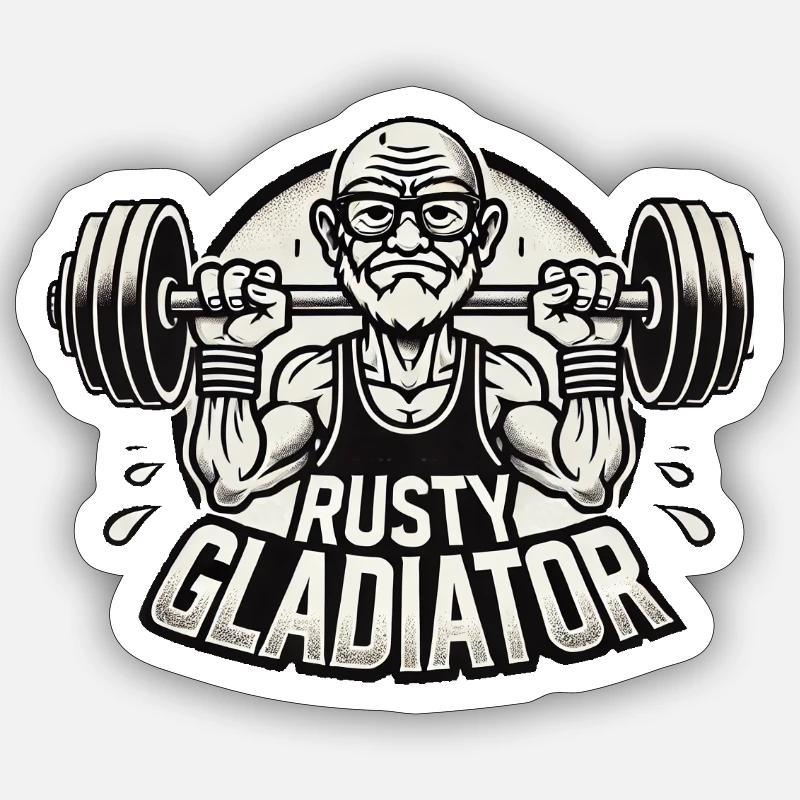 Rostiger Gladiator-Athlet - Sticker Größe S (10 x 10 cm) - Mattweiß