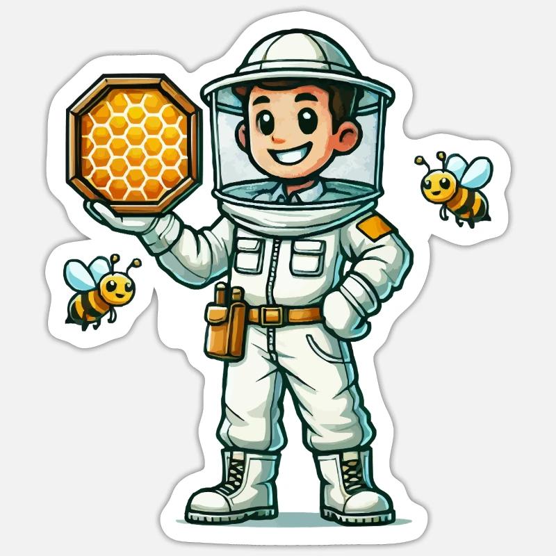 Beekeeper Bees - Sticker size S (10 x 10 cm) - white matte