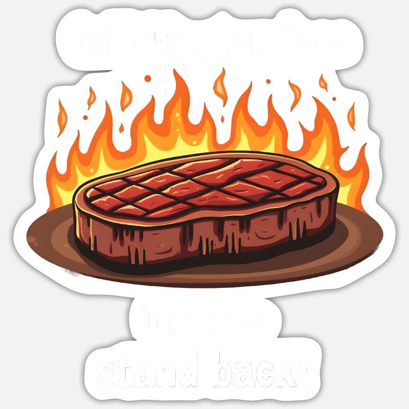Chef-d’œuvre du gril en cours - Sticker taille S (10 x 10 cm) - blanc mat