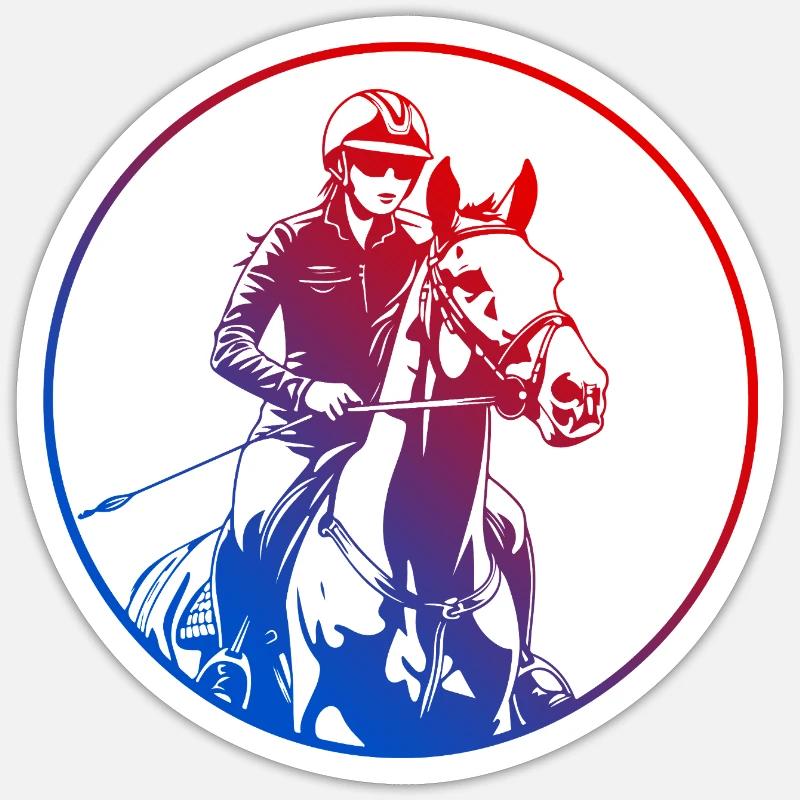Reiten Pferd Silhouette Bunt - Sticker Größe S (10 x 10 cm) - Mattweiß