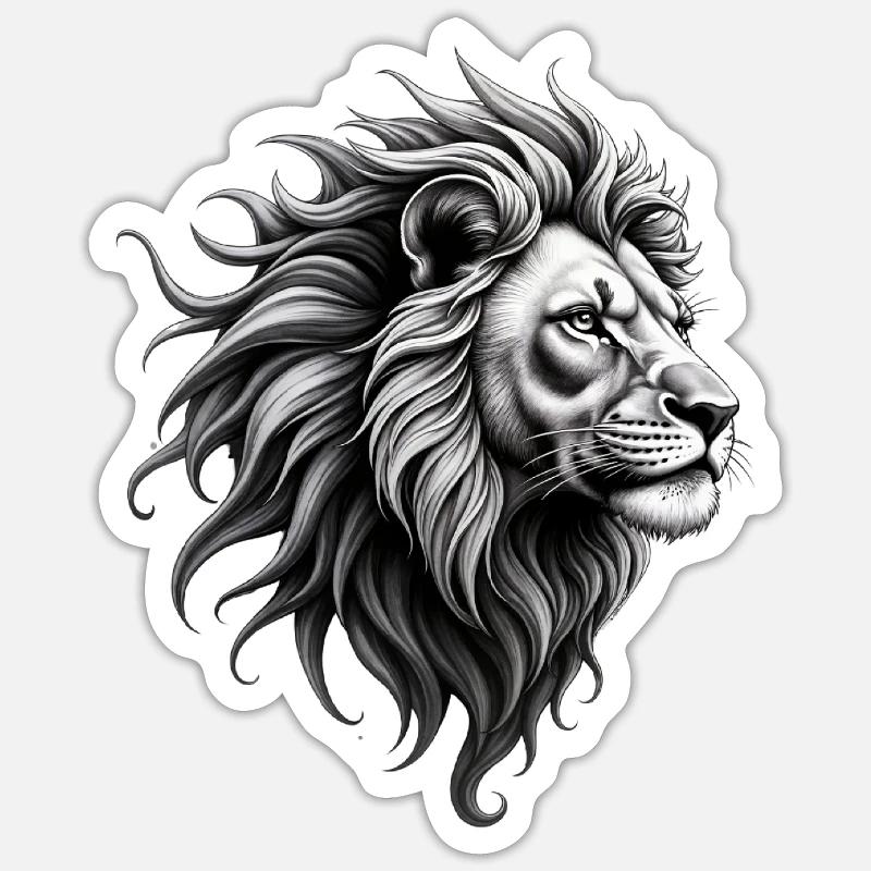 Löwe-Geist - Sticker Größe S (10 x 10 cm) - Mattweiß