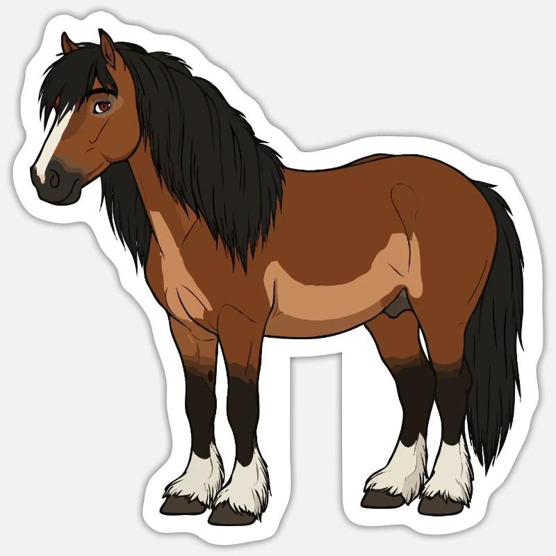 Fell Pferd echt Sticker Größe S (10 x 10 cm)