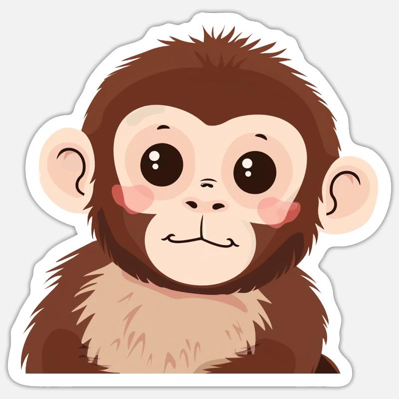Singe Singe - Sticker taille S (10 x 10 cm) - blanc mat