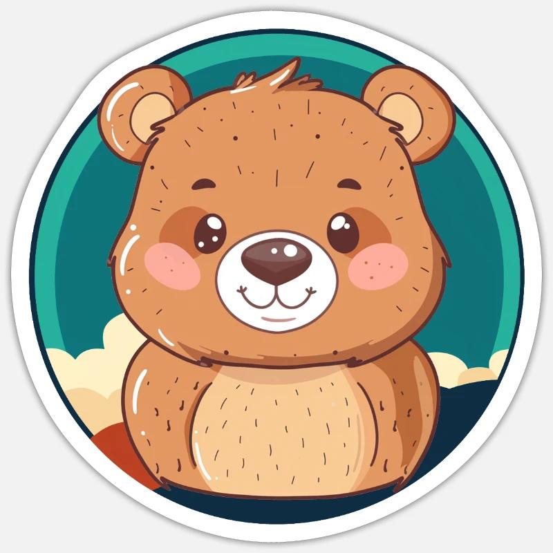 Baer Grizzly Waldbewohner - Sticker Größe S (10 x 10 cm) - Mattweiß