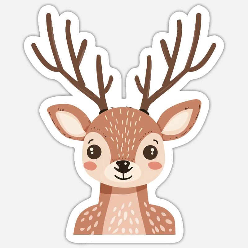 Hirschgeweih Wald Elch - Sticker Größe S (10 x 10 cm) - Mattweiß
