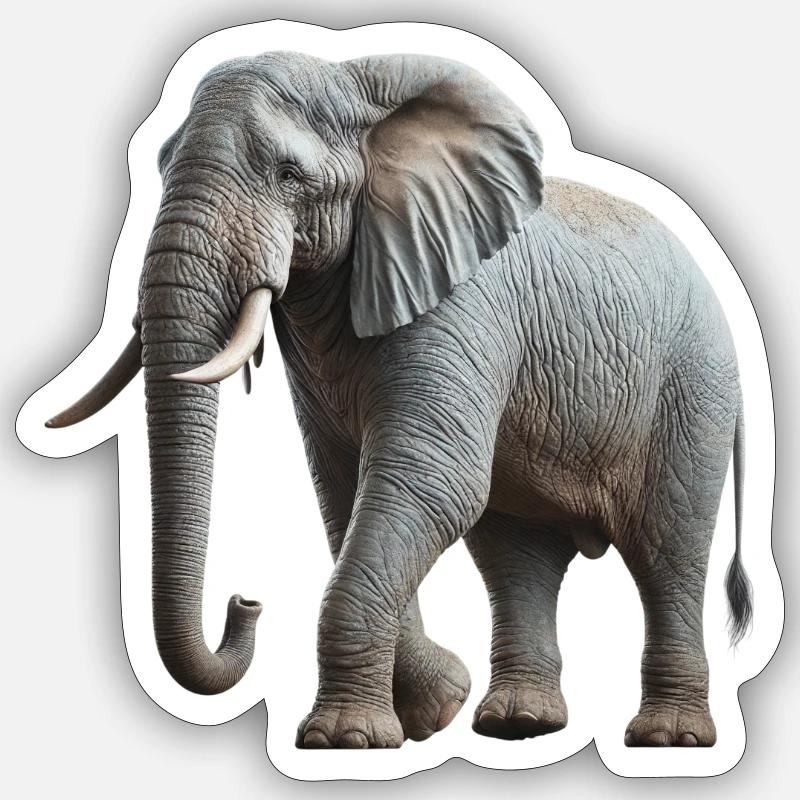 Elefante - Sticker formato S (10 x 10 cm) - bianco opaco