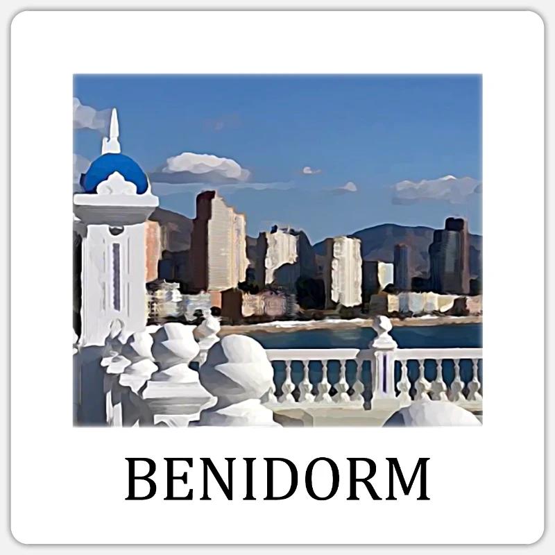 Benidorm - Sticker taille S (10 x 10 cm) - blanc mat