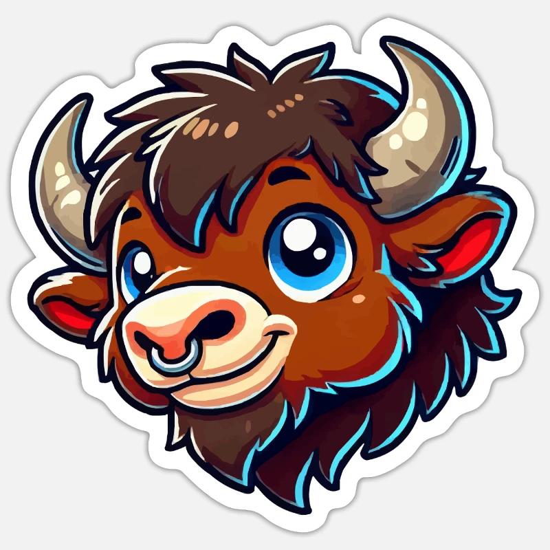 bison tier - Sticker Größe S (10 x 10 cm) - Mattweiß