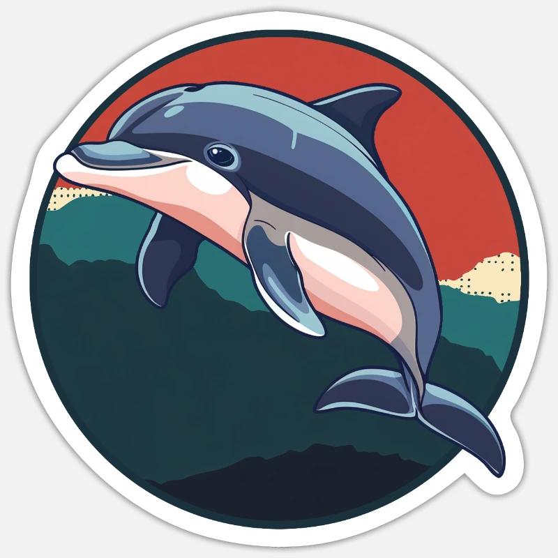 Créatures marines dauphins - Sticker taille S (10 x 10 cm) - blanc mat