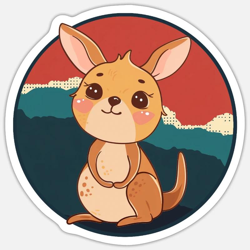 Kaenguru Aussie Beuteltier - Sticker Größe S (10 x 10 cm) - Mattweiß
