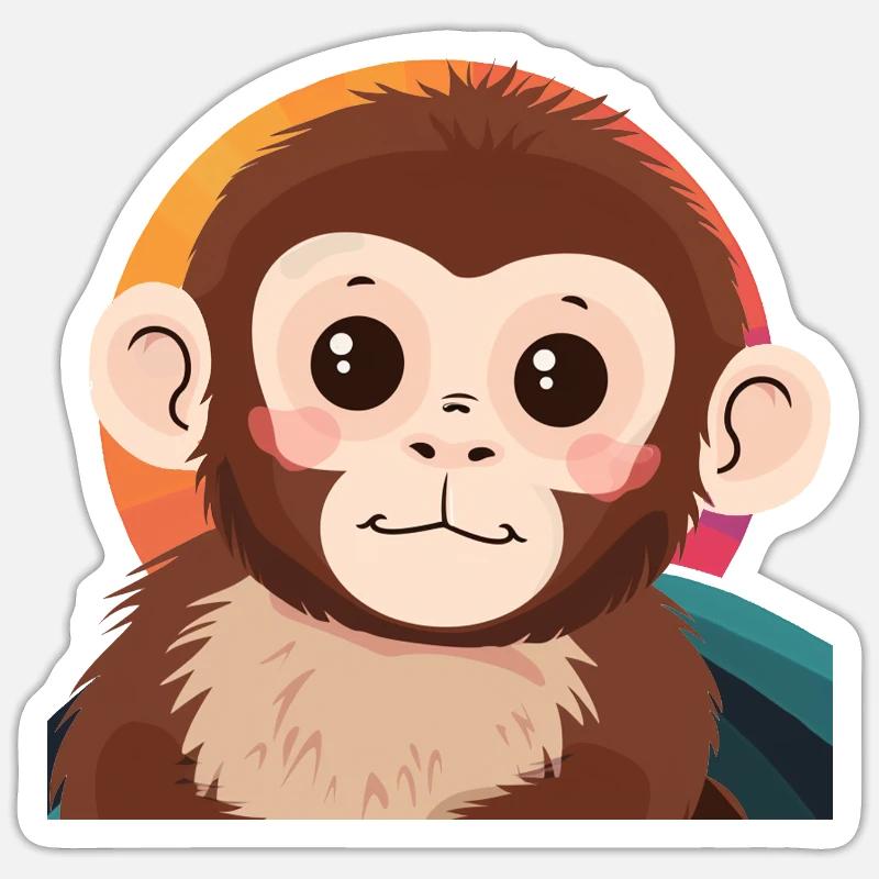 Singe Visage de Singe Sticker taille S (10 x 10 cm)