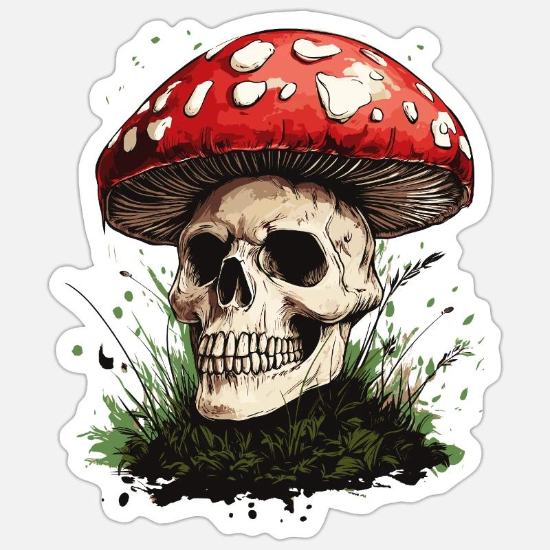 Toadstool Skull - Sticker size S (10 x 10 cm) - white matte