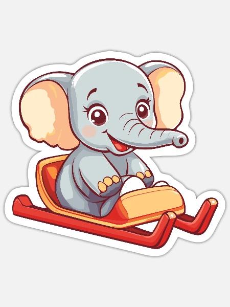 elephant wintersport - Sticker Größe S (10 x 10 cm) - Mattweiß