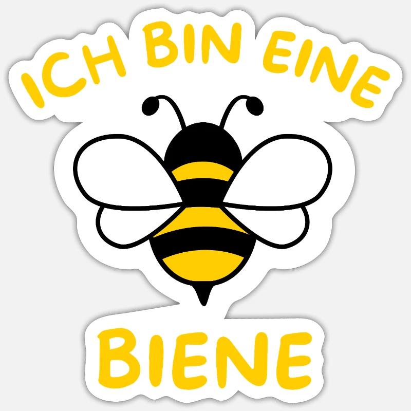 Ich Bin Eine Biene Kostüm Karneval - Sticker Größe S (10 x 10 cm) - Mattweiß