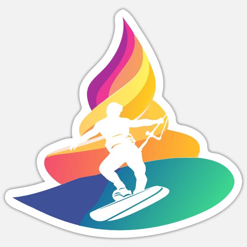 Wakeboarder Wakeboard - Sticker taille S (10 x 10 cm) - blanc mat