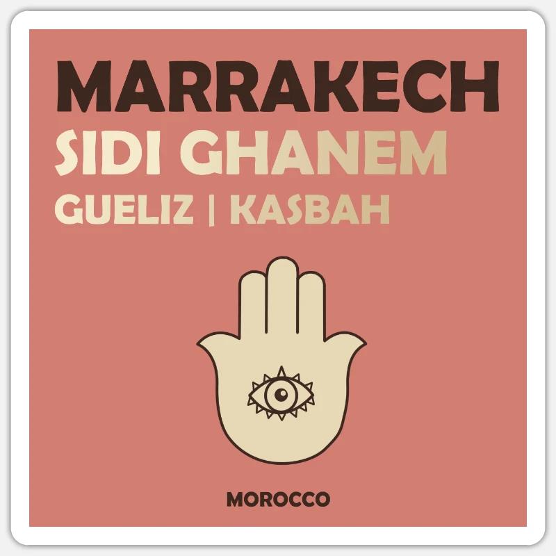 Marrakech, Maroc - Sticker taille S (10 x 10 cm) - blanc mat