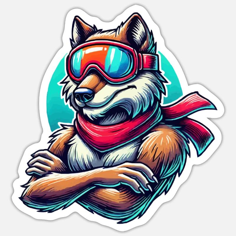 Wolf Ski Goggles - Sticker size S (10 x 10 cm) - white matte