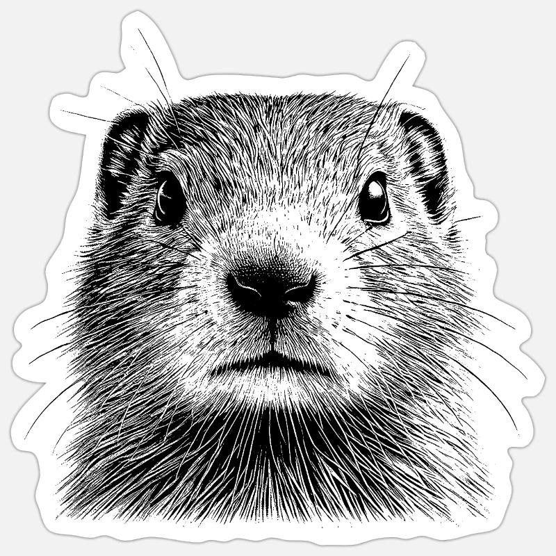 Murmeltier - Sticker Größe S (10 x 10 cm) - Mattweiß