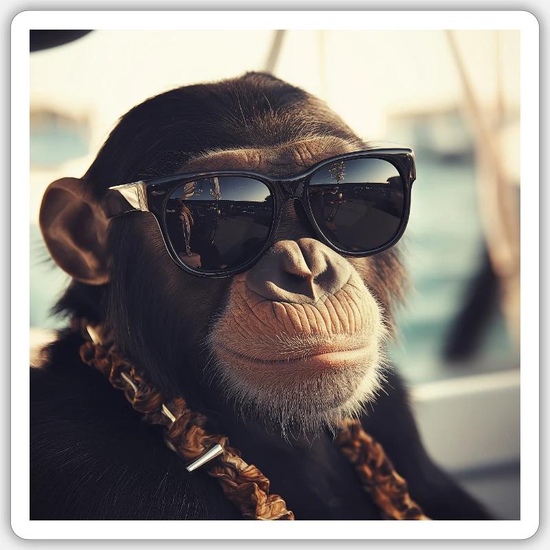 Singe Cool - Sticker taille S (10 x 10 cm) - blanc mat