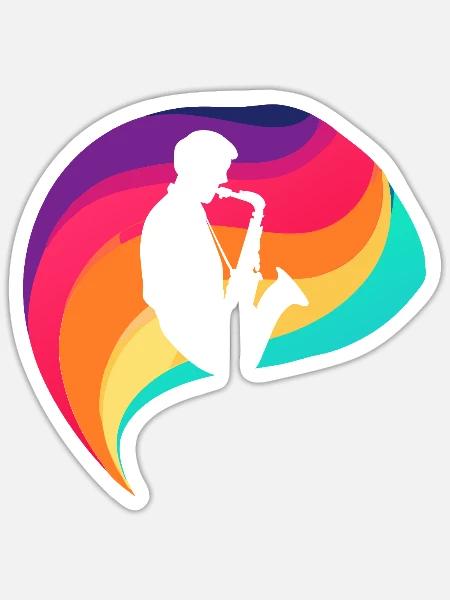 Jazz Blasmusik Blaskapelle - Sticker Größe S (10 x 10 cm) - Mattweiß