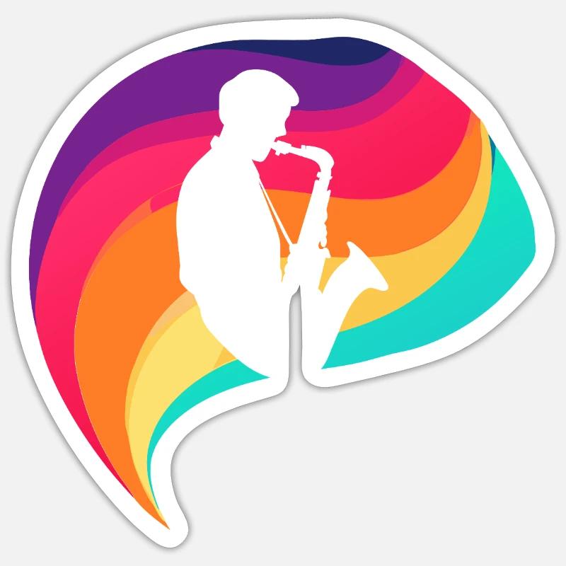 Jazz Blasmusik Blaskapelle - Sticker Größe S (10 x 10 cm) - Mattweiß