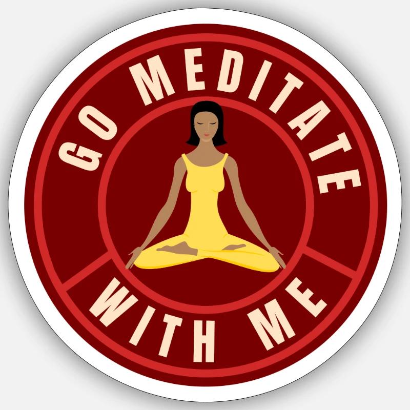 Va méditer avec moi - Sticker taille S (10 x 10 cm) - blanc mat