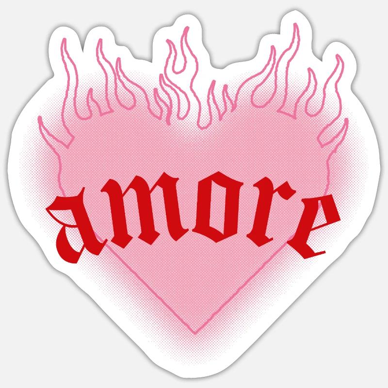 Burning love - Sticker size S (10 x 10 cm) - white matte
