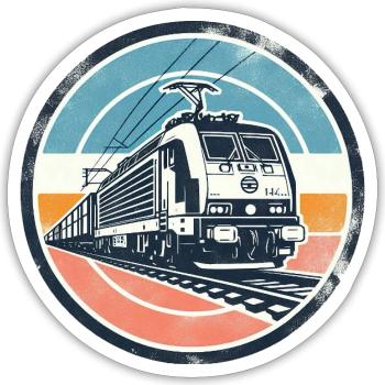 E-Lok mit Güterzug - Sticker Größe S (10 x 10 cm) - Mattweiß - Vorne