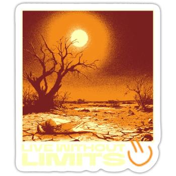 Live Without Limits – Surreal Desert Scene - Sticker size S (10 x 10 cm) - white matte - Front