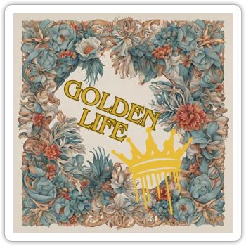 VIE DORÉE - Sticker taille S (10 x 10 cm) - blanc mat - Devant