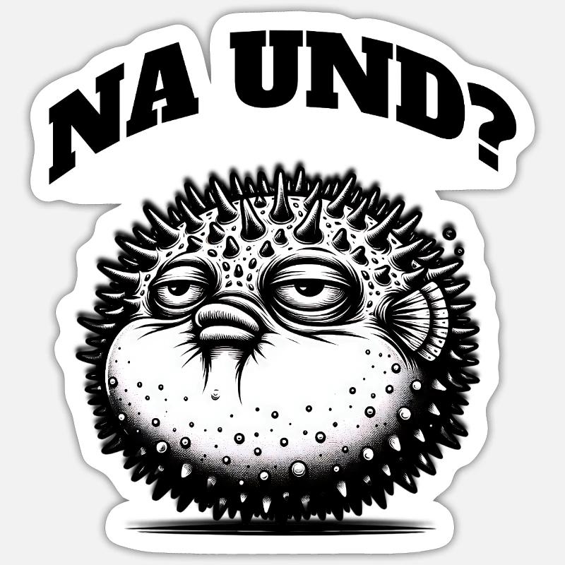 Grumpy puffer fish – a statement Sticker size S (10 x 10 cm)