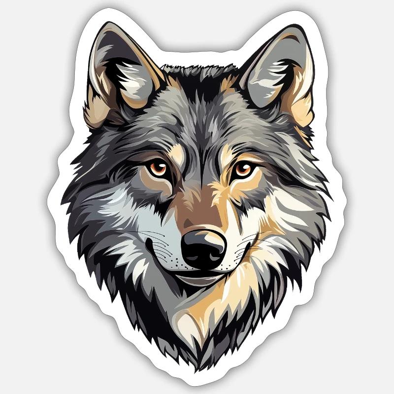 Wolfskopf, wilder Wolf, Wolfsrudel - Sticker Größe S (10 x 10 cm) - Mattweiß