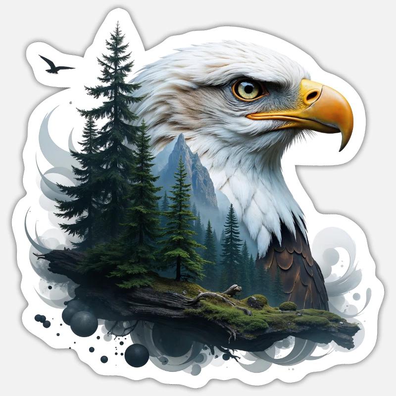 Aigle de la nature - Sticker taille S (10 x 10 cm) - blanc mat