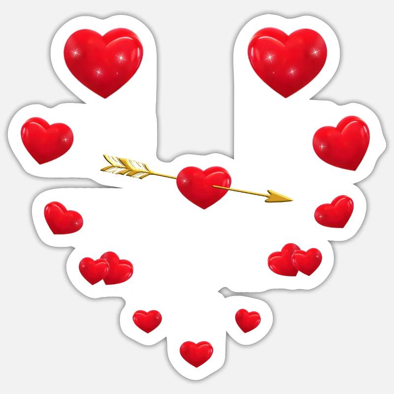 Conception de coeur aimant avec flèche Sticker taille S (10 x 10 cm)