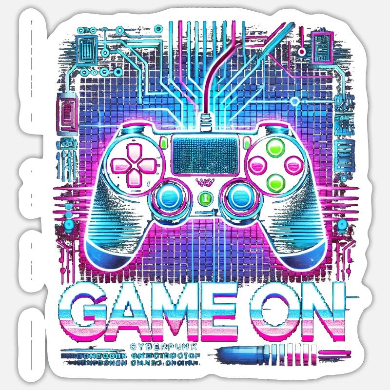 GAME ON - Sticker Größe S (10 x 10 cm) - Mattweiß