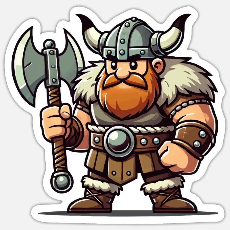 wikinger comic - Sticker Größe S (10 x 10 cm) - Mattweiß