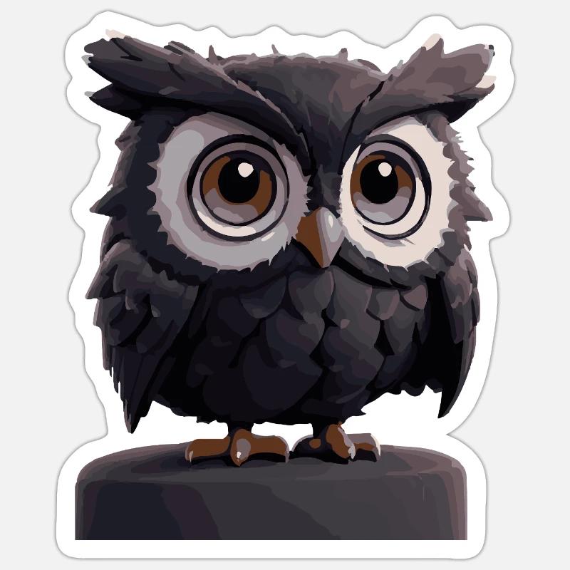 Eule Comic - Sticker Größe S (10 x 10 cm) - Mattweiß