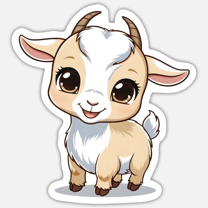 Bébé chèvre - Sticker taille S (10 x 10 cm) - blanc mat