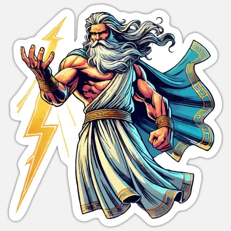 zeus comic - Sticker Größe S (10 x 10 cm) - Mattweiß