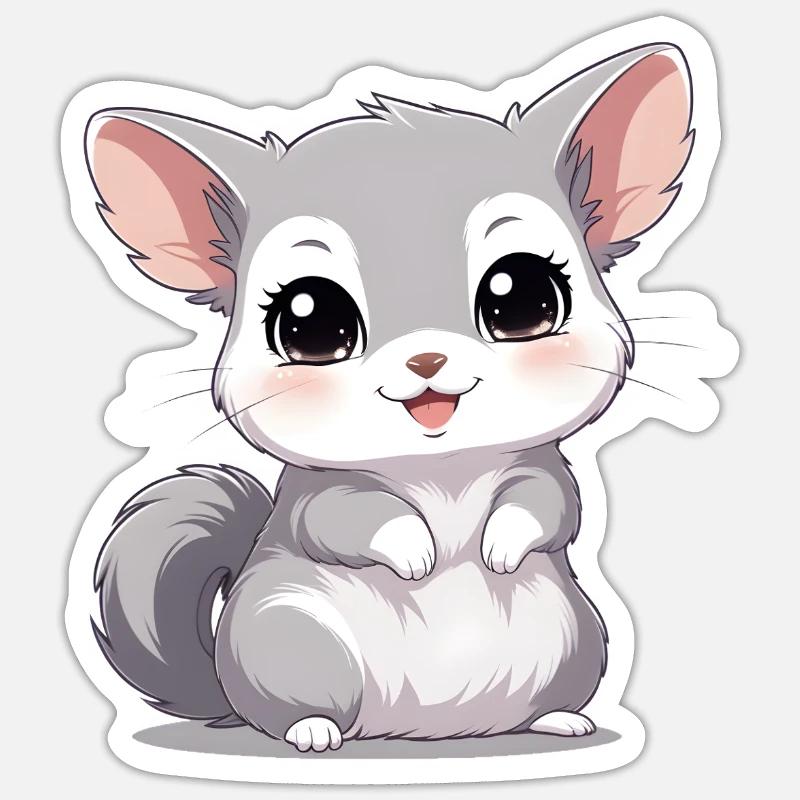 Bébé chinchilla - Sticker taille S (10 x 10 cm) - blanc mat