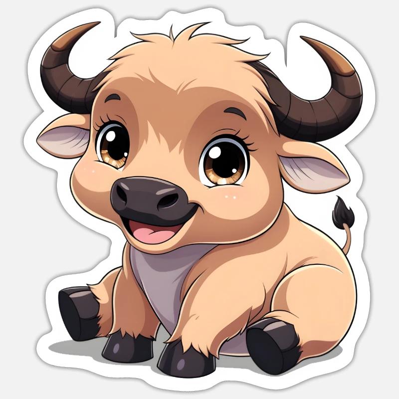 Bébé buffle Sticker taille S (10 x 10 cm)