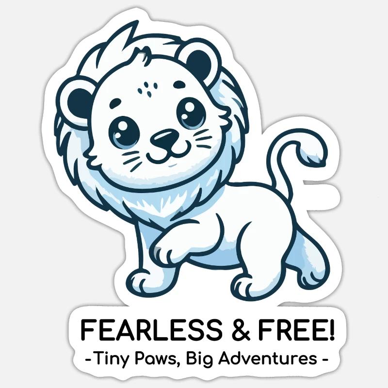Lionceau intrépide - Sticker taille S (10 x 10 cm) - blanc mat