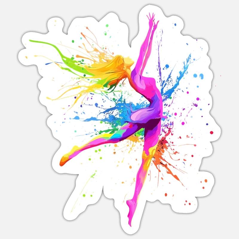 Danseuse Colorée Danseuse Professeur de Danse Cadeau - Sticker taille S (10 x 10 cm) - blanc mat