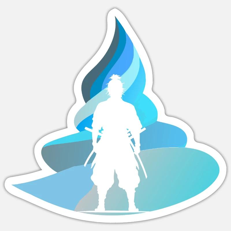 Samurai Ninja - Sticker Größe S (10 x 10 cm) - Mattweiß